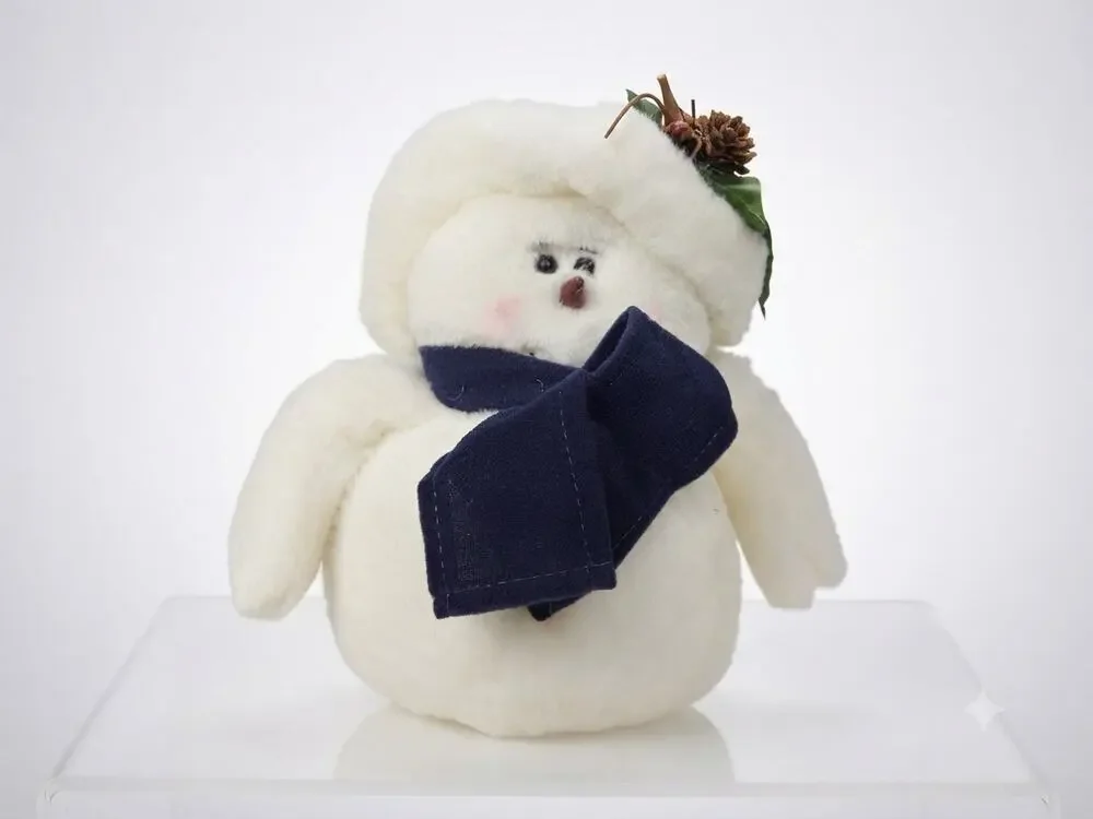 Vintage Plush Snowman Holiday Decoration, Soft Winter Scarf and Hat Home Decor